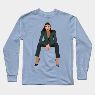 AOC Alexandria Ocasio Cortez illustration Long Sleeve T-Shirt